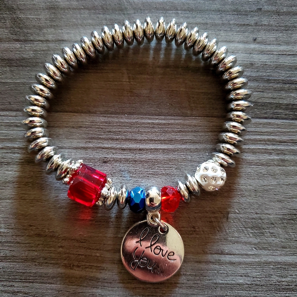 Bohemian Beaded I love you Charm Bracelet